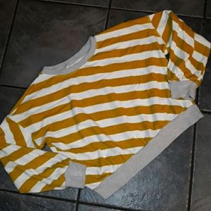 Striped Crop Top Sweater Yellow Gold White 8
